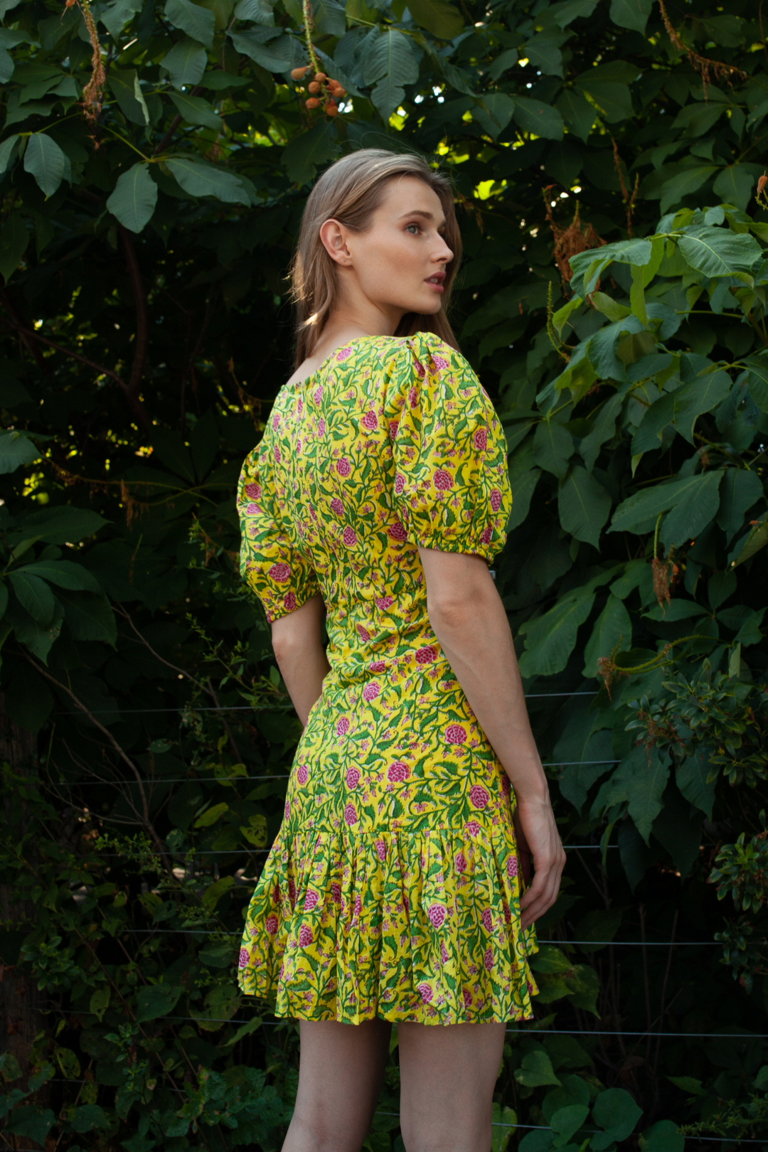 Flower Short Dress Yellow