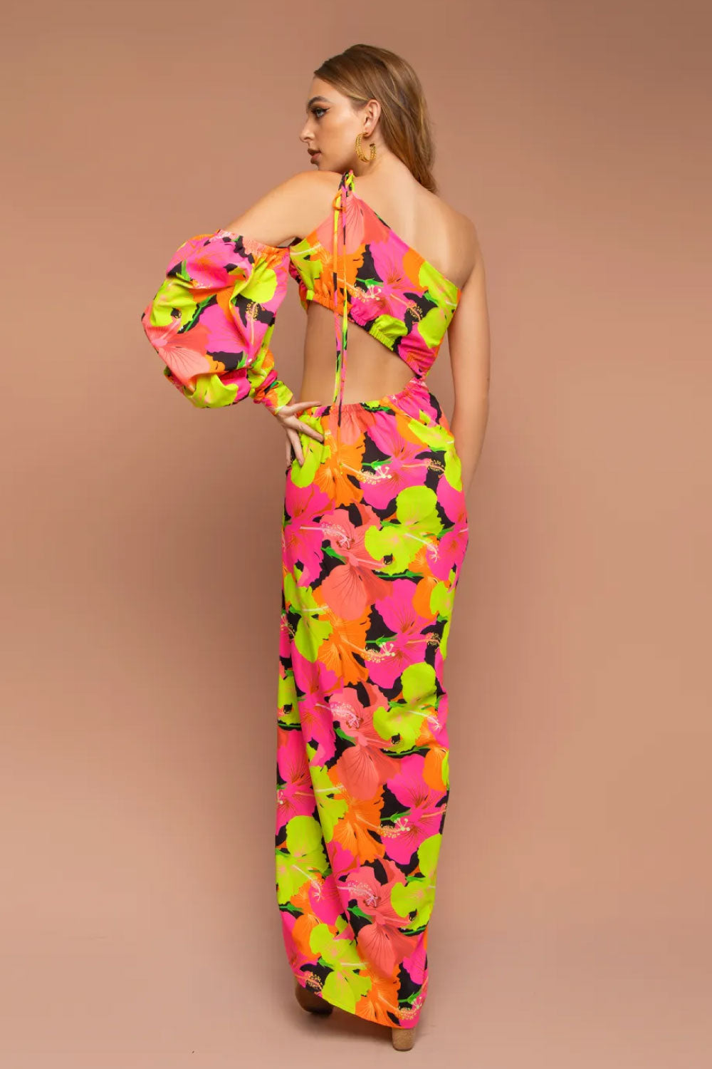 Image of the back of Mar A Mar's Festa Dress on a model.