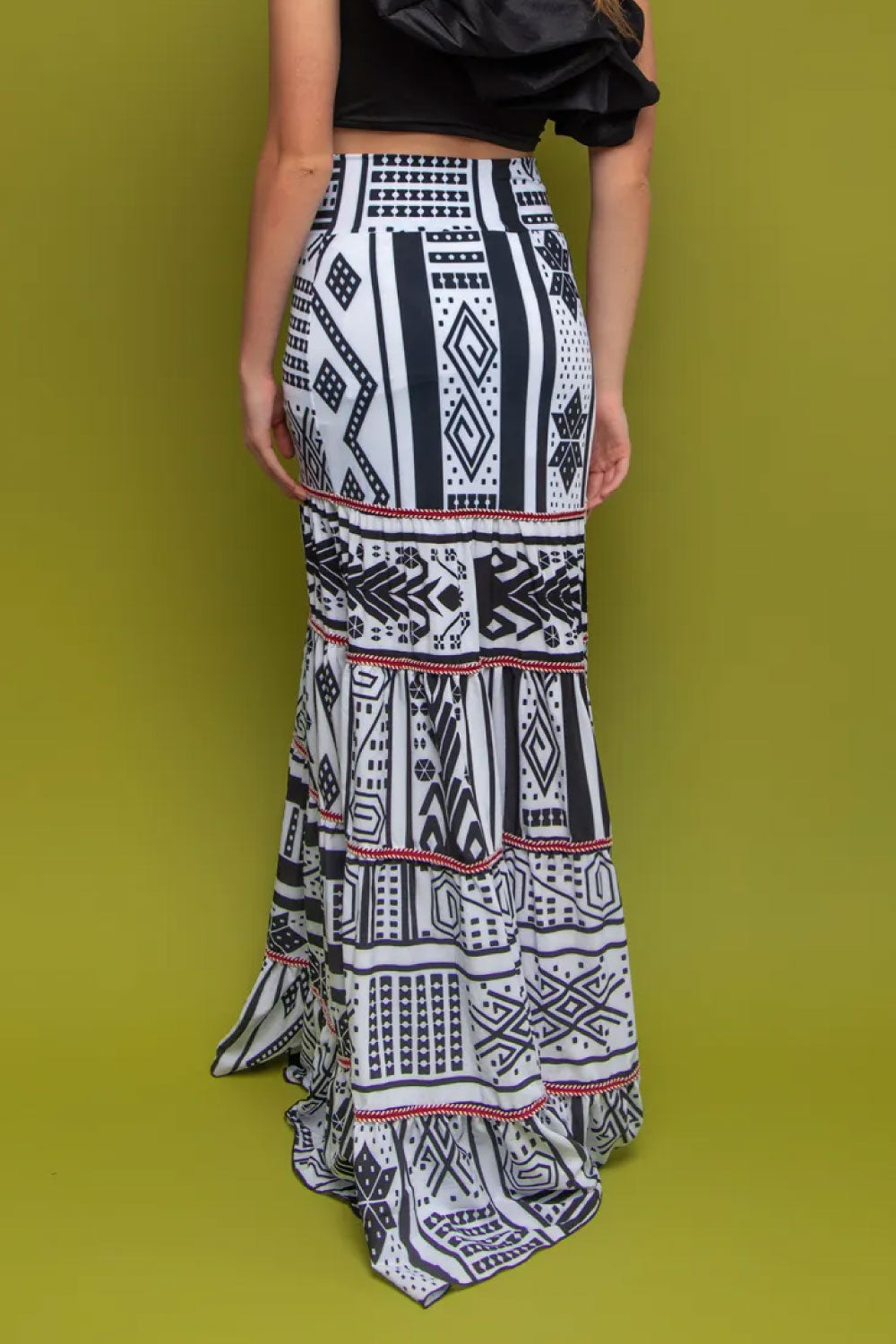 Image of the back of Mar A Mar's Notte Skirt on a model.