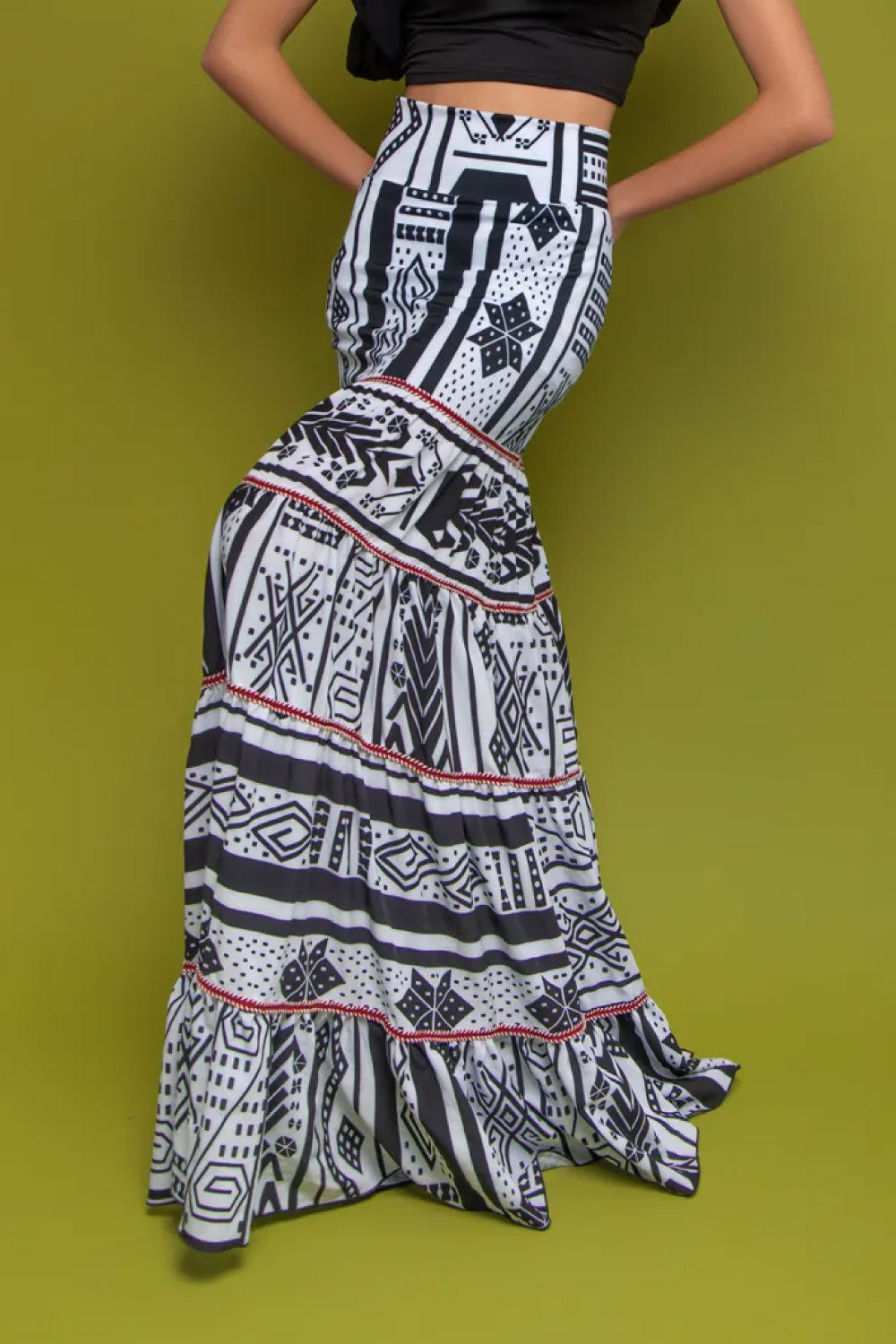 Image of the front of Mar A Mar's Notte Skirt on a model.