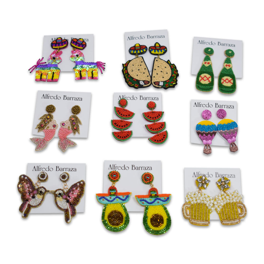 Image of earrings from part of Alfredo Barraza's handmade earrings collection.