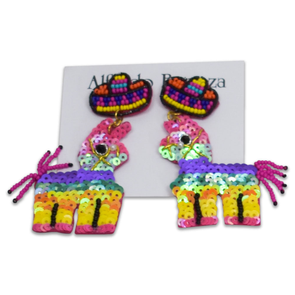 Image of Alfredo Barraza's Rainbow Llamas Handmade Earrings.