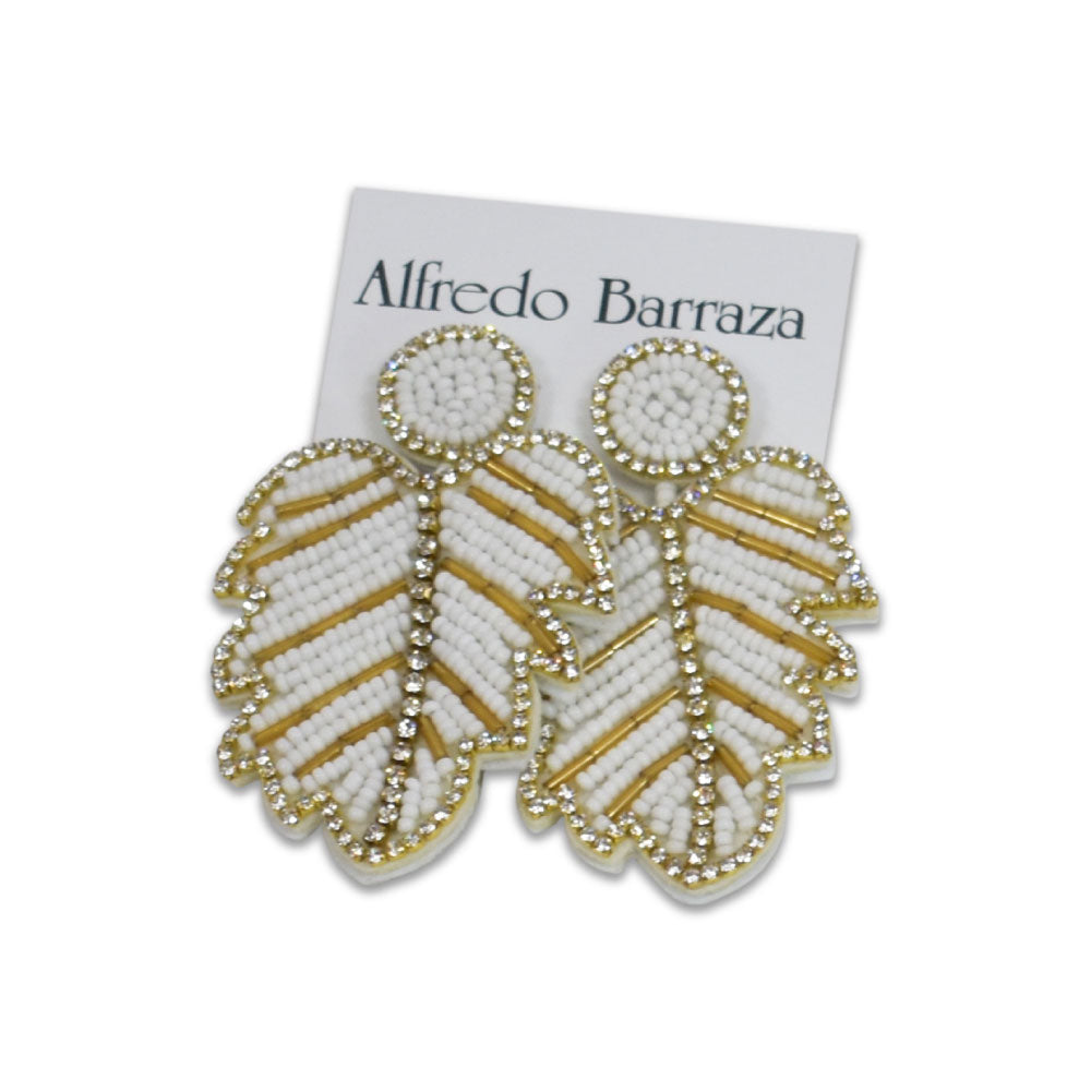 Image of Alfredo Barraza's White Palm Leaves Handmade Earrings.