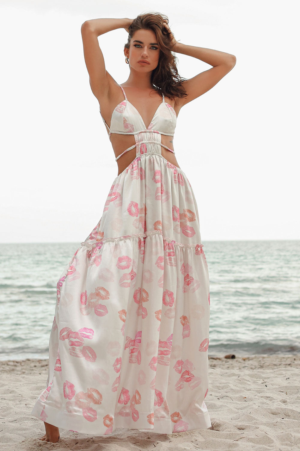 Image of the front of Liliana Meza's Kissing Lips Reeva Dress on a model.