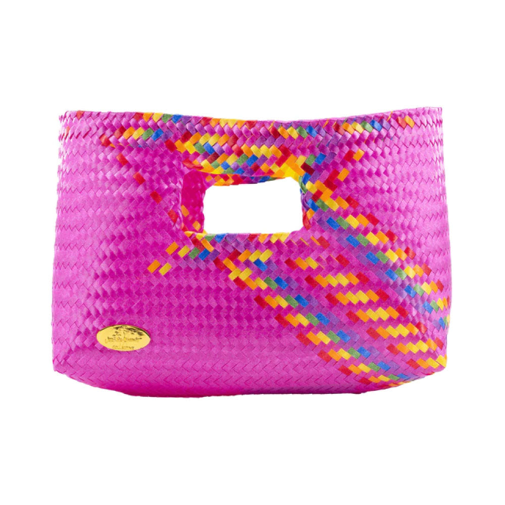 Image of Alison Woven Clutch in Pink Splash of Rainbow.