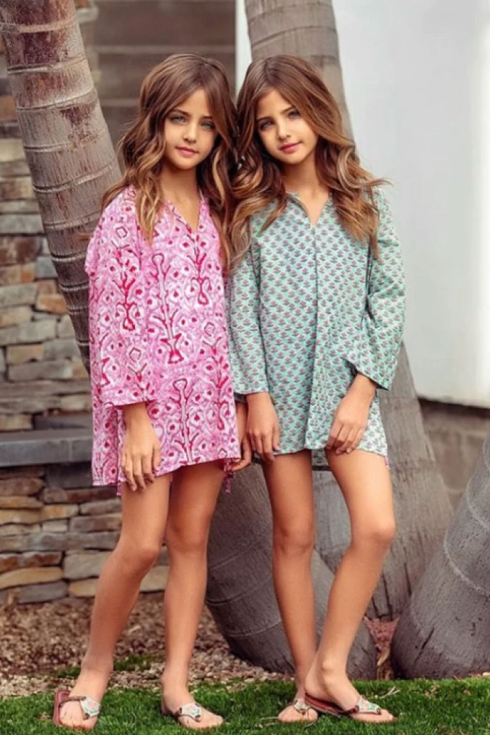 Image of a child wearing the Viscaya Tunic in Pink.