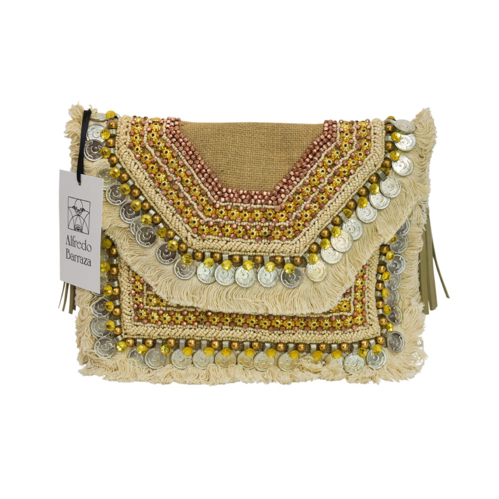 Image of the front of Alfredo Barraza's Boho Clutch in Gold.