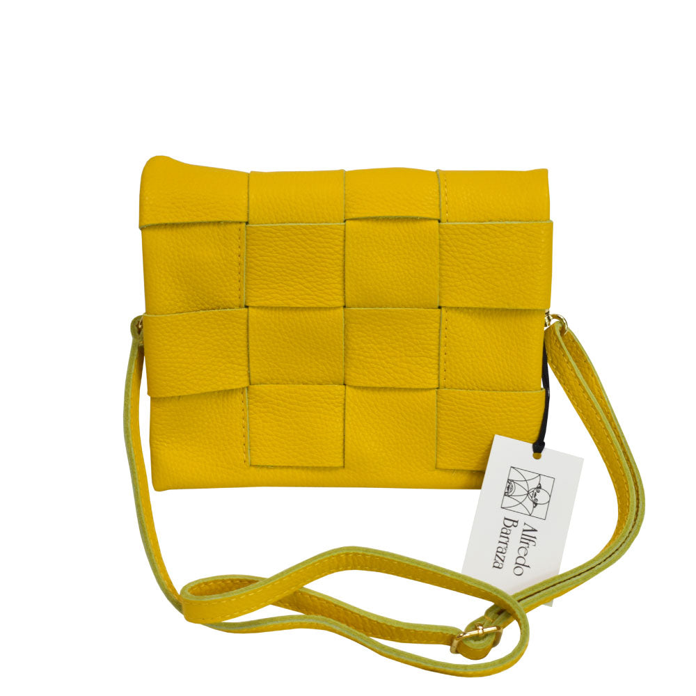 Image of the front of Alfredo Barraza's Criss Cross Crossbody in Yellow.