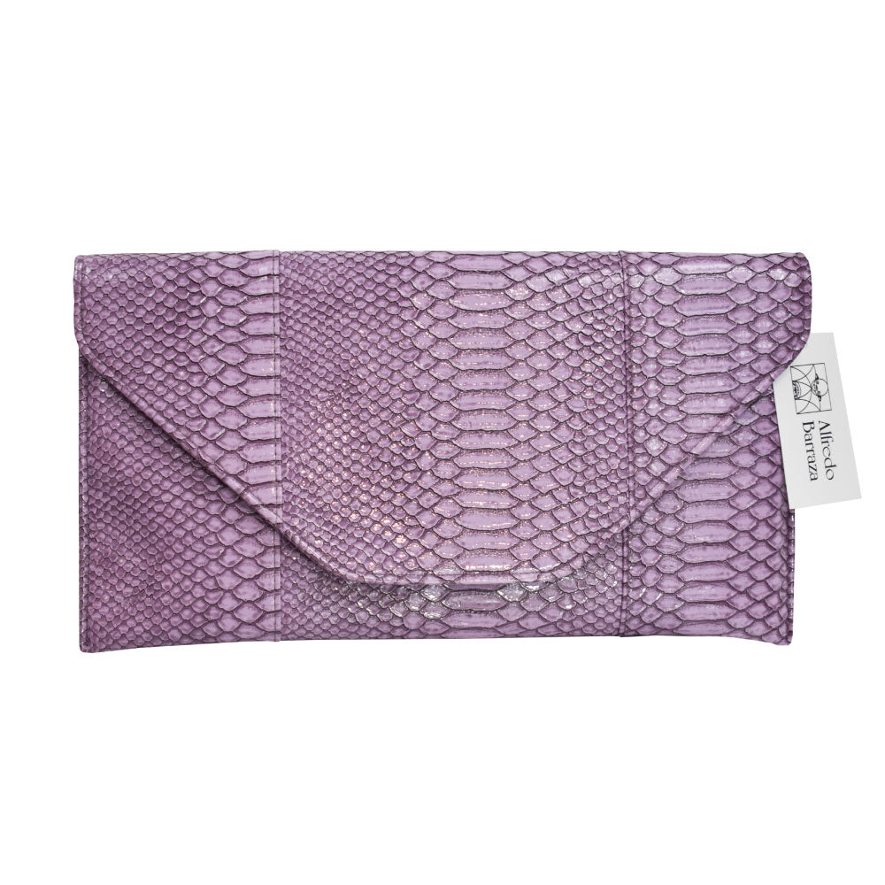 Image of Faux Alligator Skin Clutch in Purple.