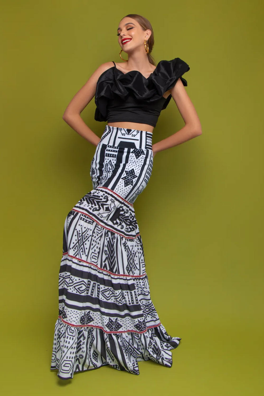 Image of the front of Mar A Mar's Notte Two-Piece Set on a model.