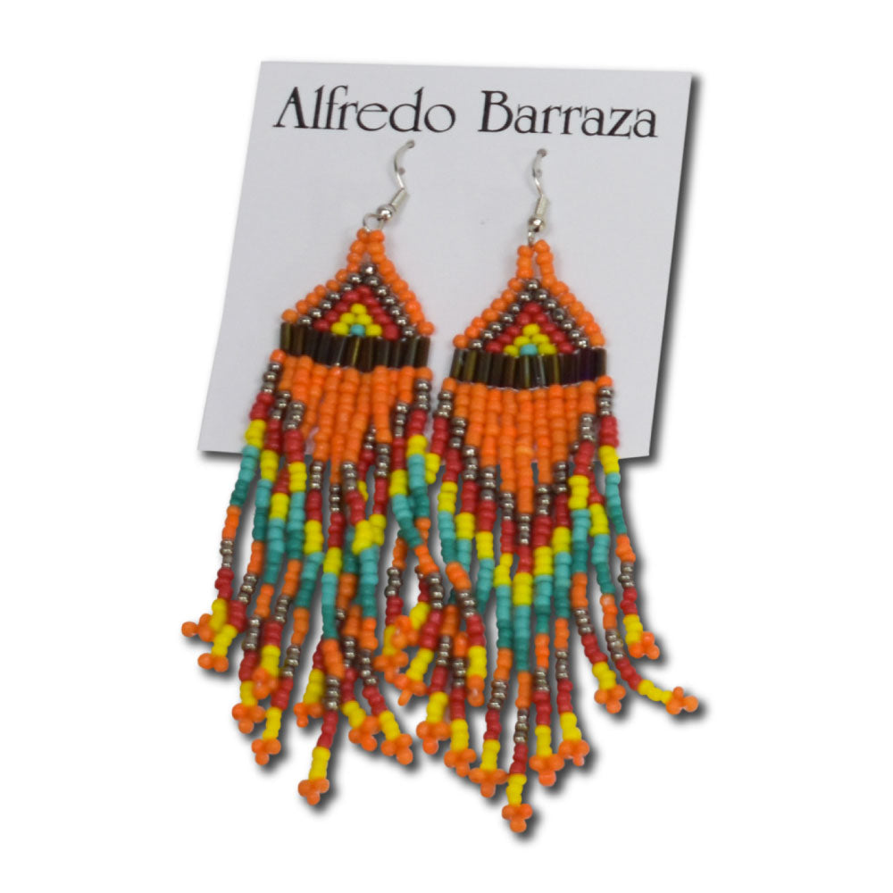 Image of Alfredo Barraza Handmade Beaded Dangle Earrings.