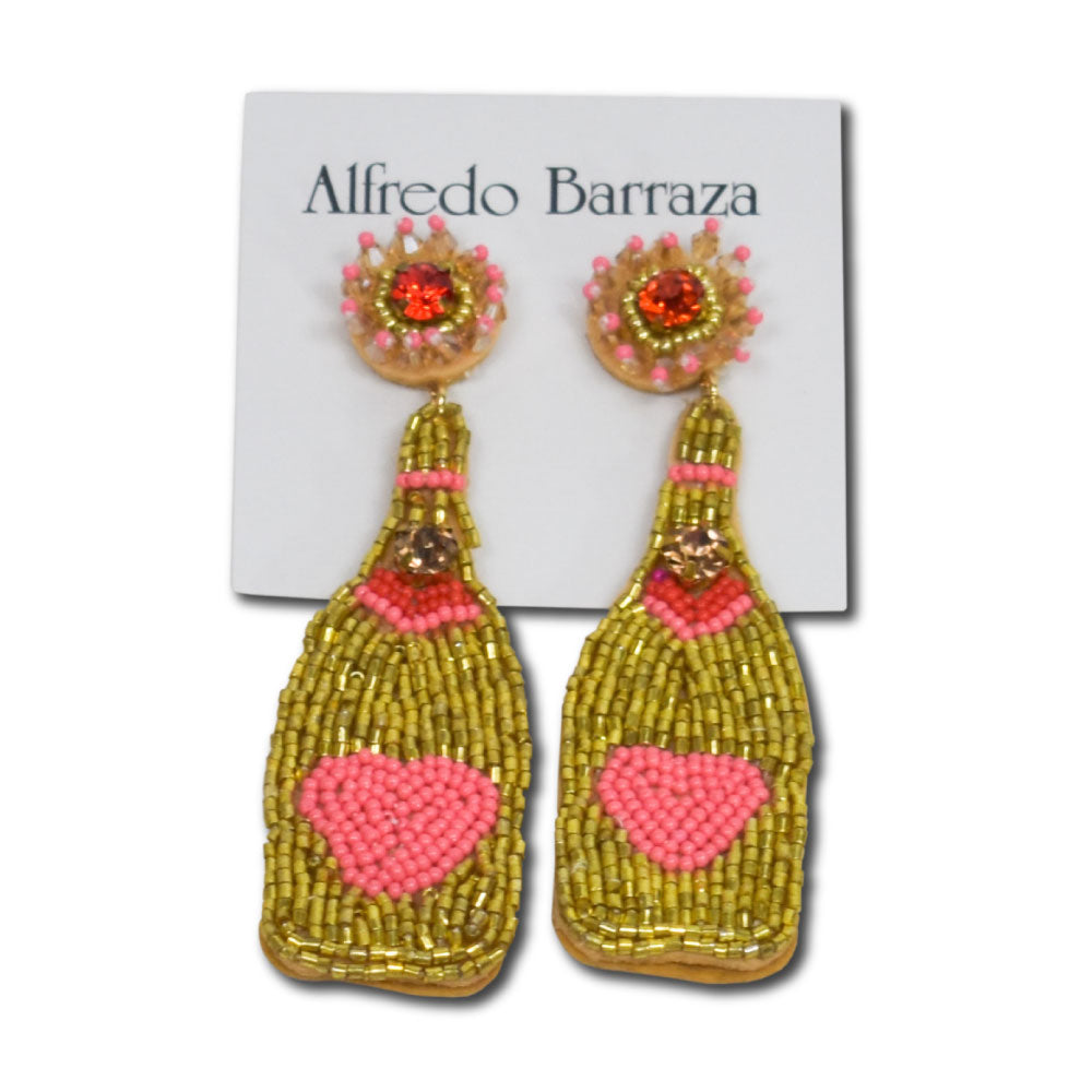 Image of Alfredo Barraza Handmade Gold Bottles w/ Hearts Earrings.