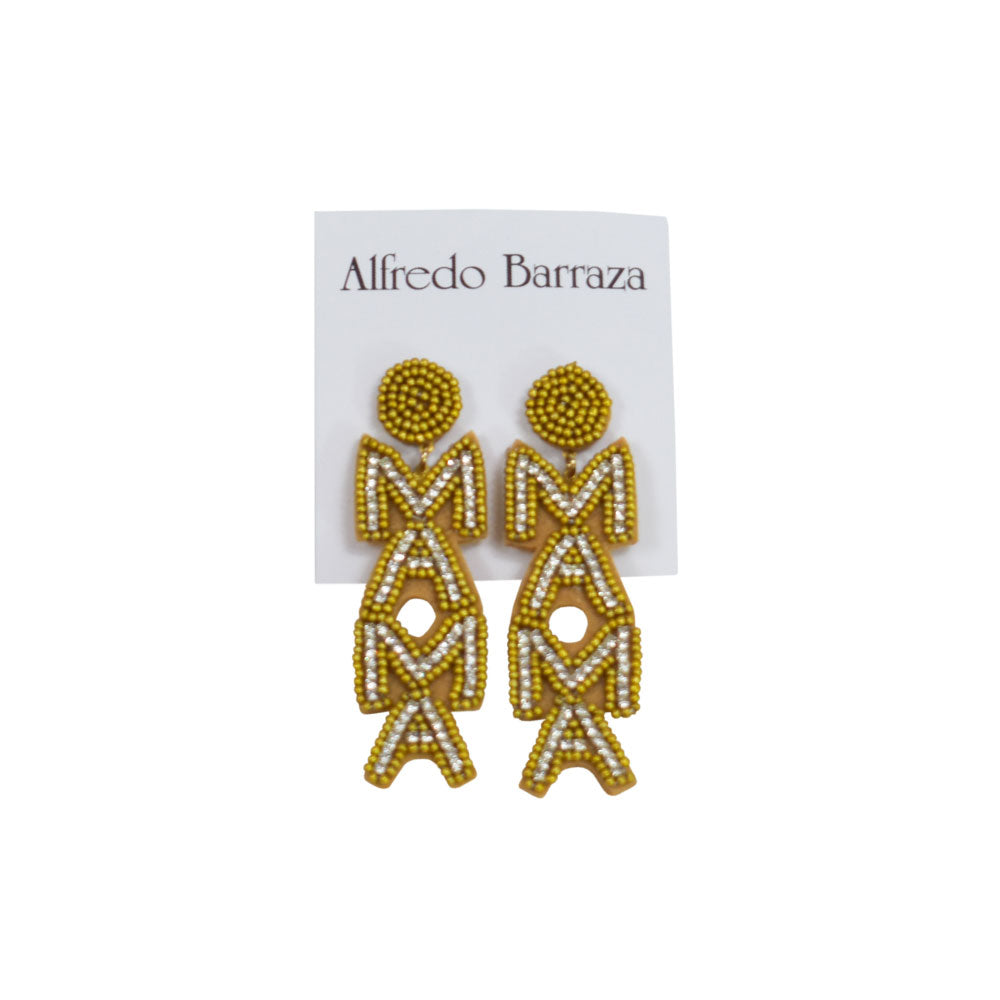 Image of Alfredo Barraza's Gold "Mama" Handmade Earrings.