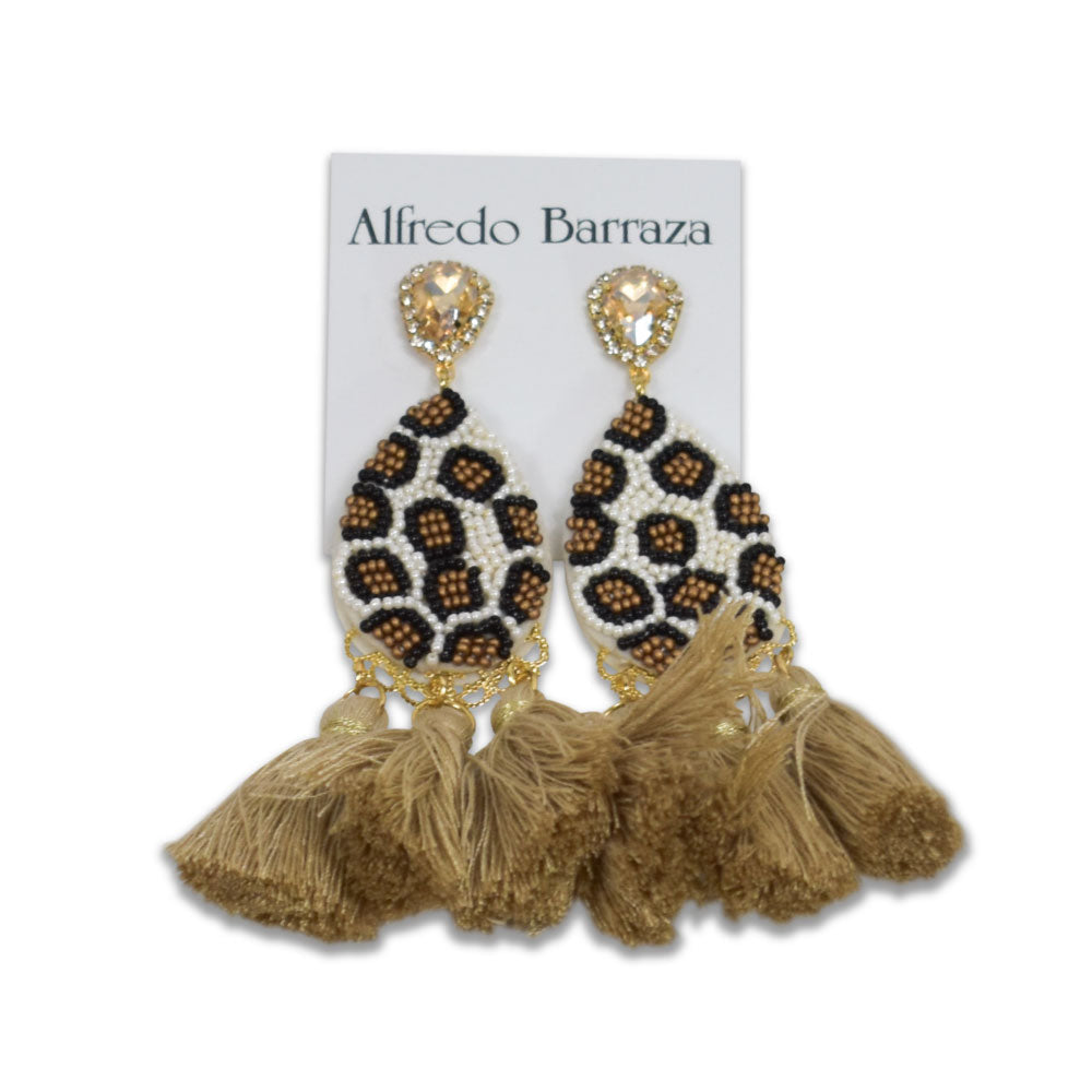 Image of Alfredo Barraza's Leopard Print w/ Tassels Handmade Earrings.