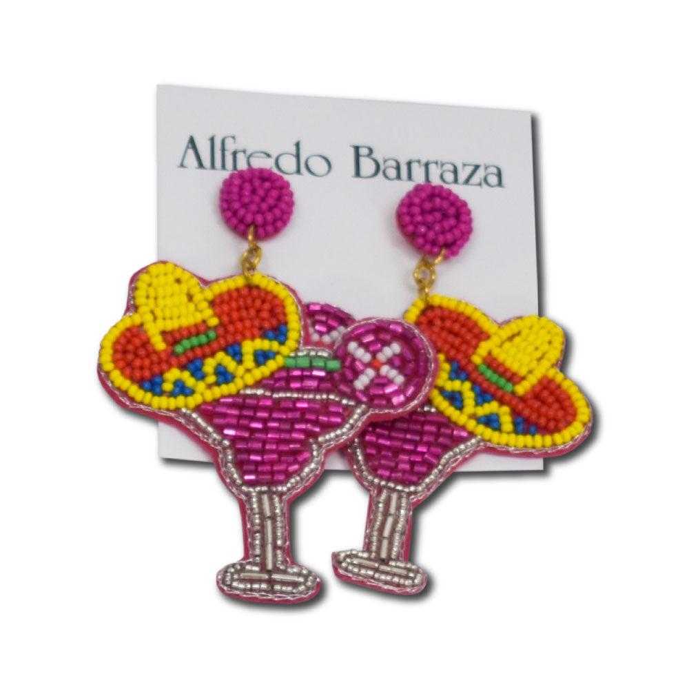 Image of Alfredo Barraza Handmade Margaritas w/ Sombreros Earrings.