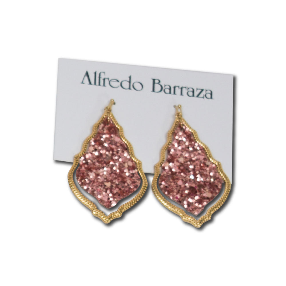 Image of Alfredo Barraza Handmade Pink and Gold Drop Earrings.