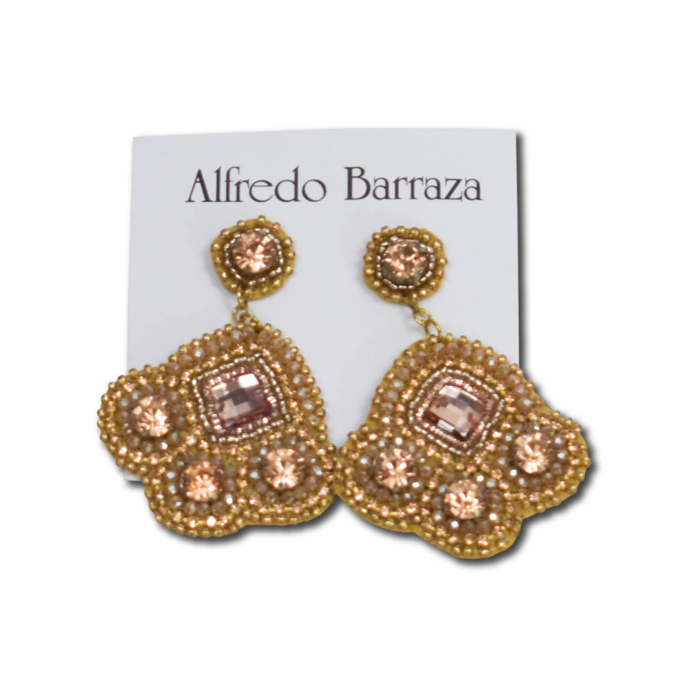 Image of Alfredo Barraza Handmade Pink and Gold Earrings.