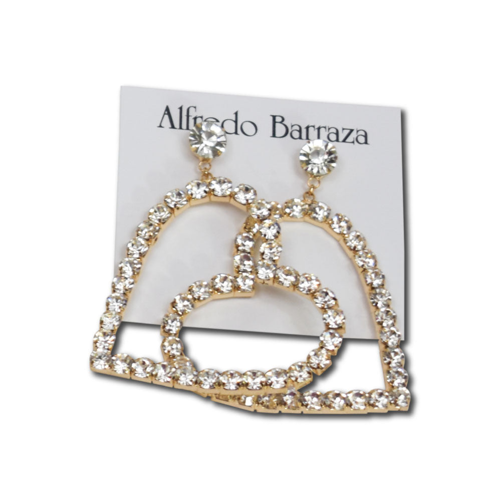 Image of Alfredo Barraza Handmade Rhinestone Hearts Earrings.