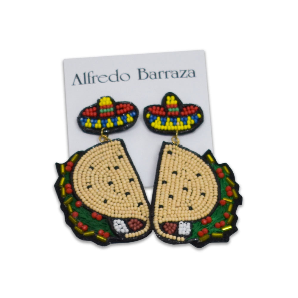 Image of Alfredo Barraza's Tacos with Sombreros Handmade Earrings.