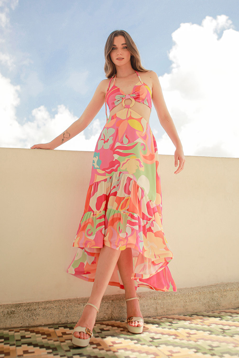 Image of the front of Liliana Meza's Julia Dress on a model.