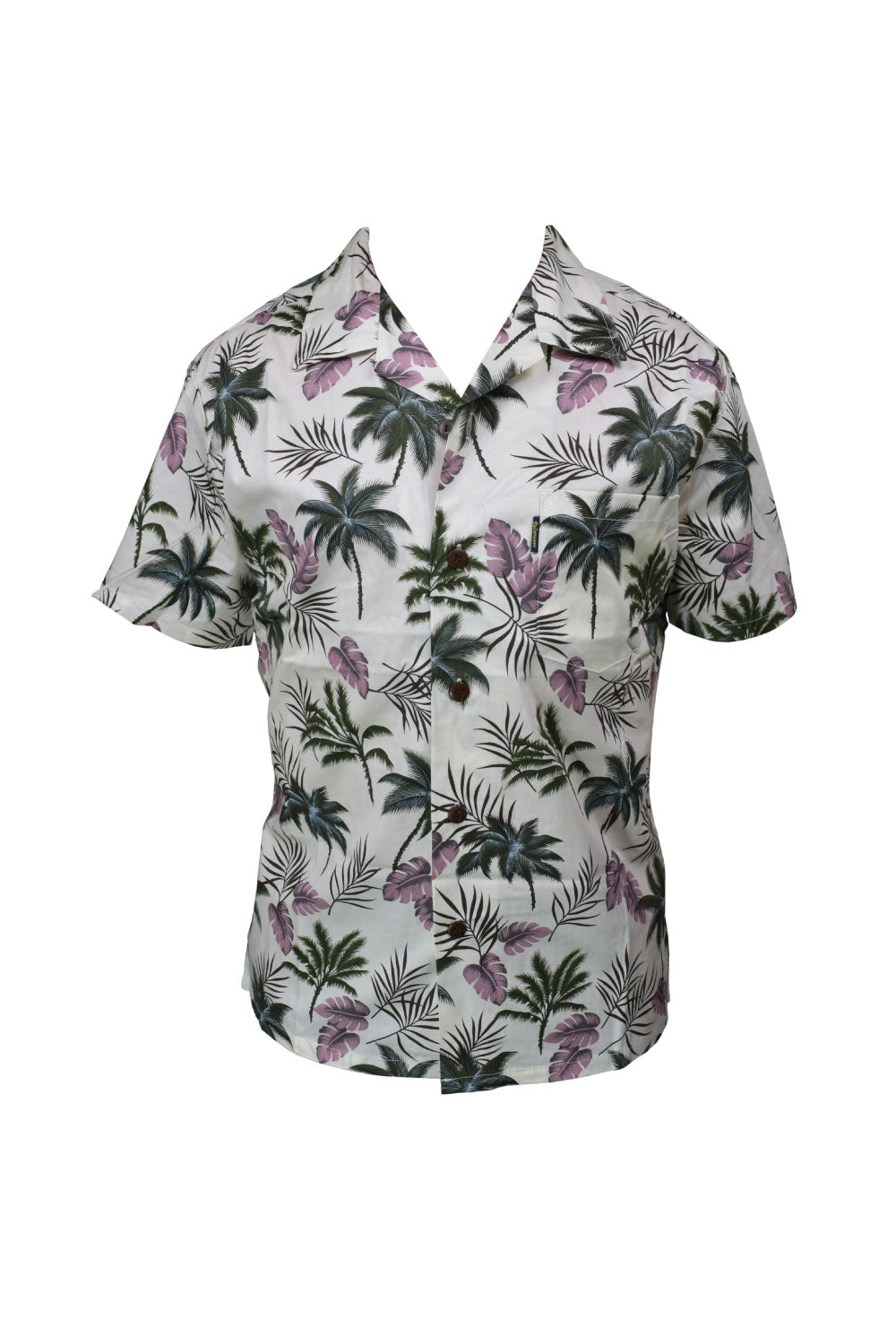 Image of the front of the Purple Palm Hawaiian Men's Shirt.
