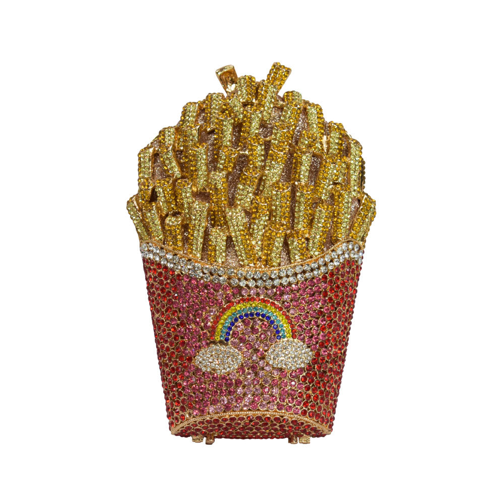 Image of the front of Alfredo Barraza's Rhinestone French Fries Clutch.