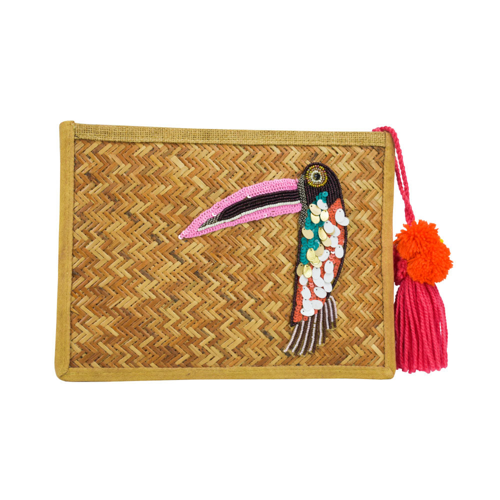 Image of Toucan Straw Clutch.