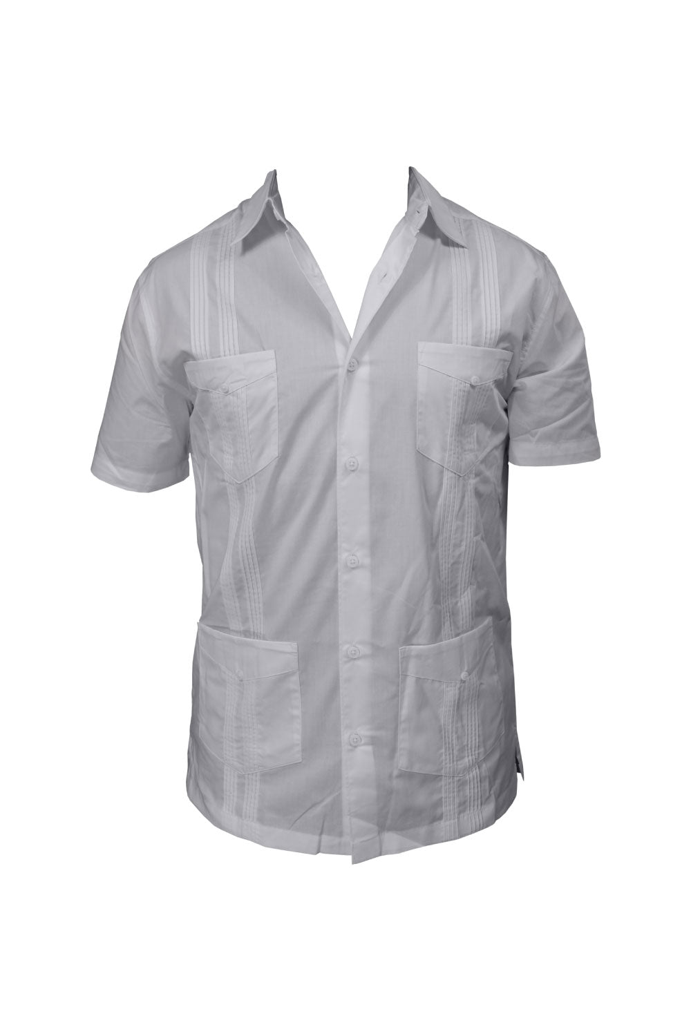 Image of the front of the White Cuban Style Men's Button-up.