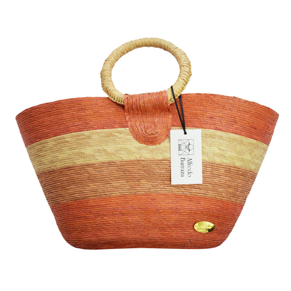 Image of Alma Straw Bucket Bag in Orange.