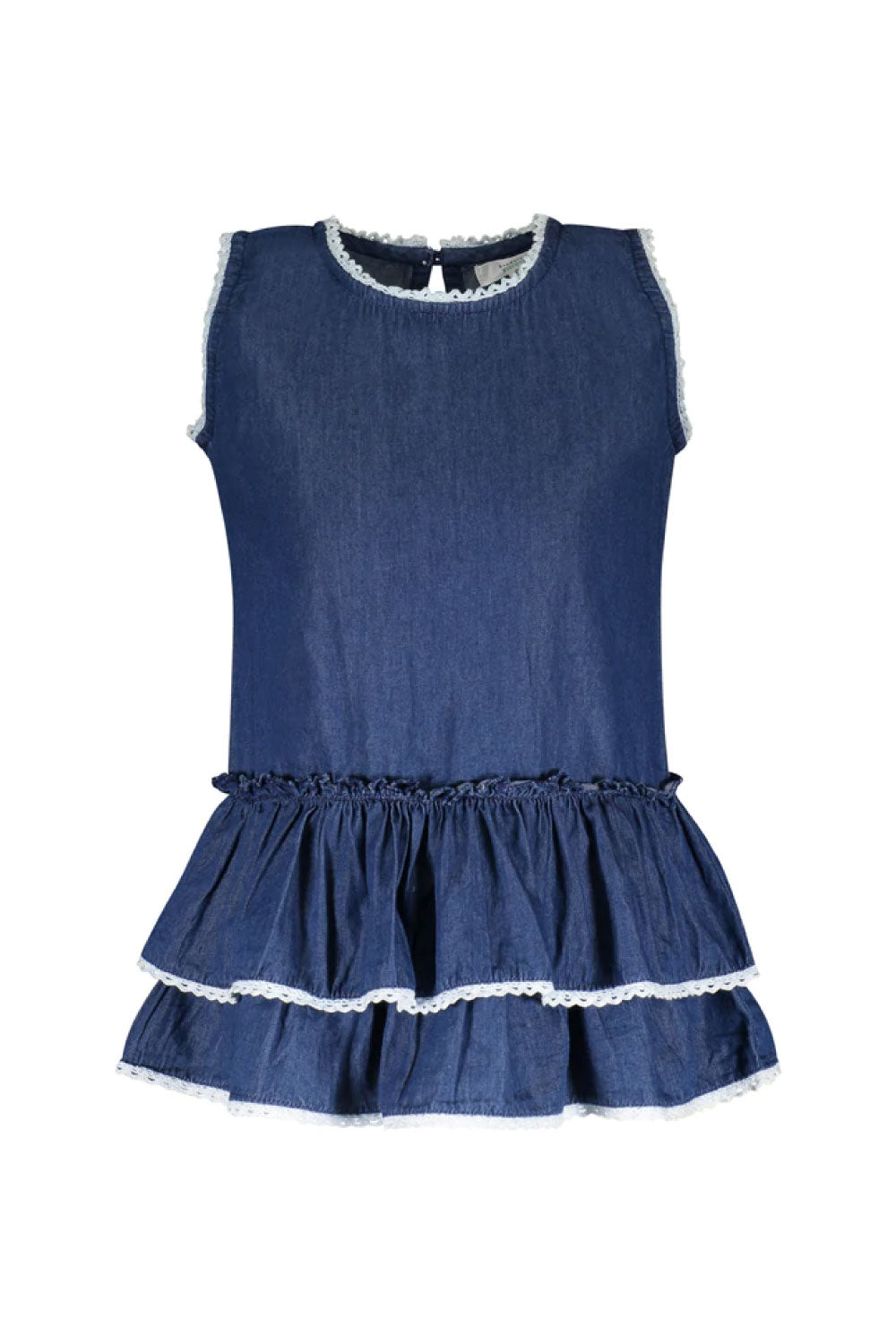 Image of the front of the Clementina Denim Dress.