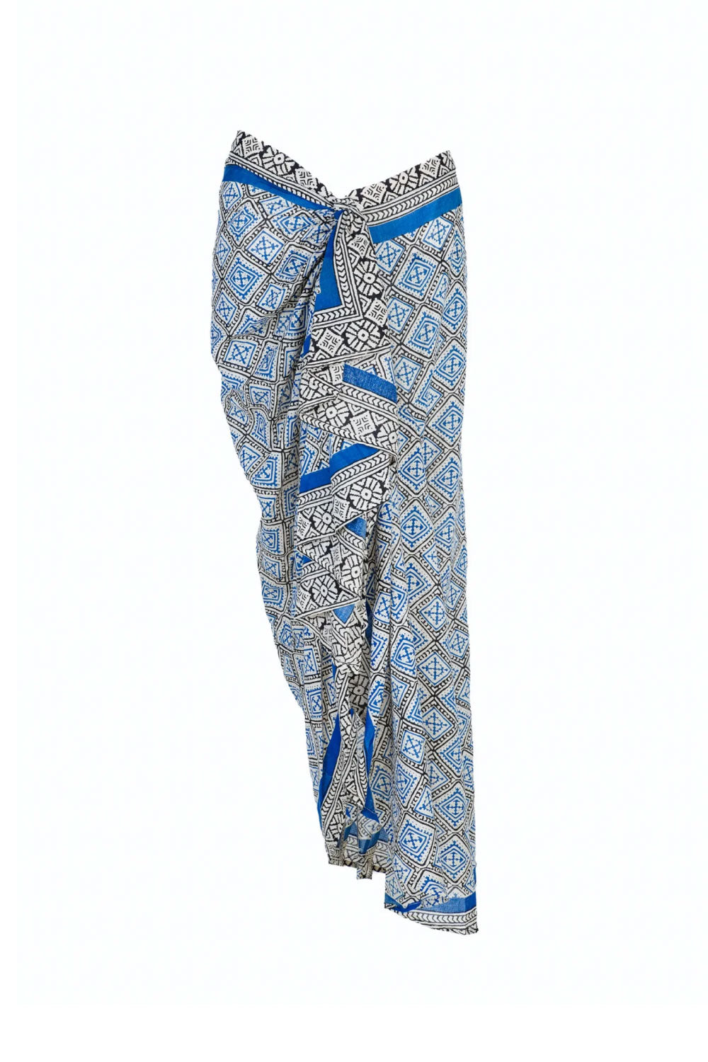 Image of the front of Guadalupe Design's Teresa Pareo Skirt in Blue.
