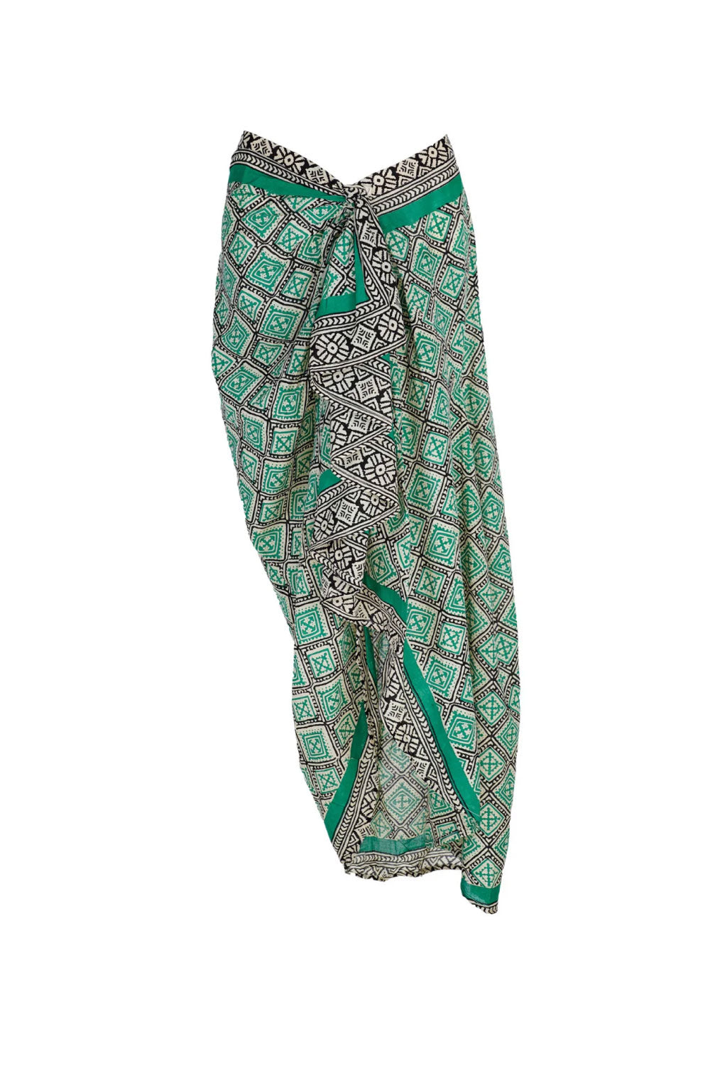 Image of the front of Guadalupe Design's Teresa Pareo Skirt in Green.