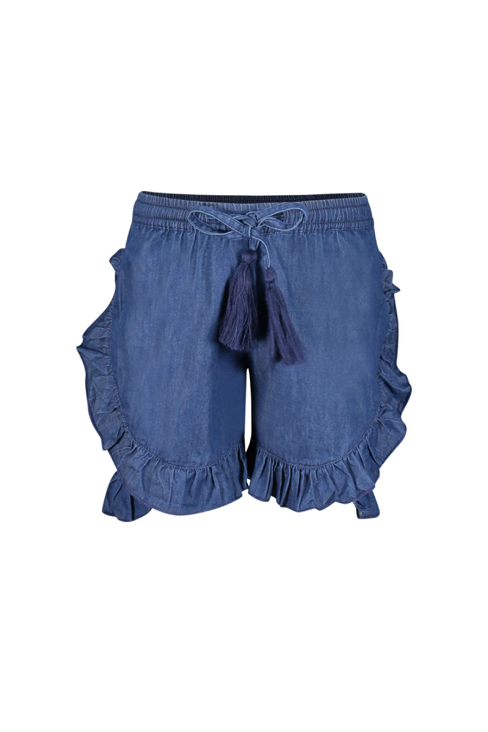 Image of the front of the Larissa Shorts in Denim.