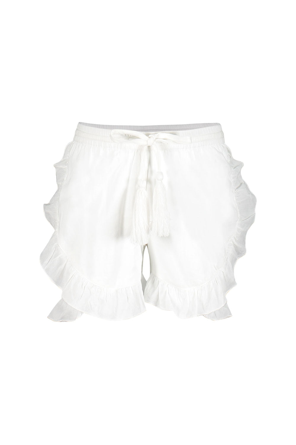 Image of the front of the Larissa Shorts in White.