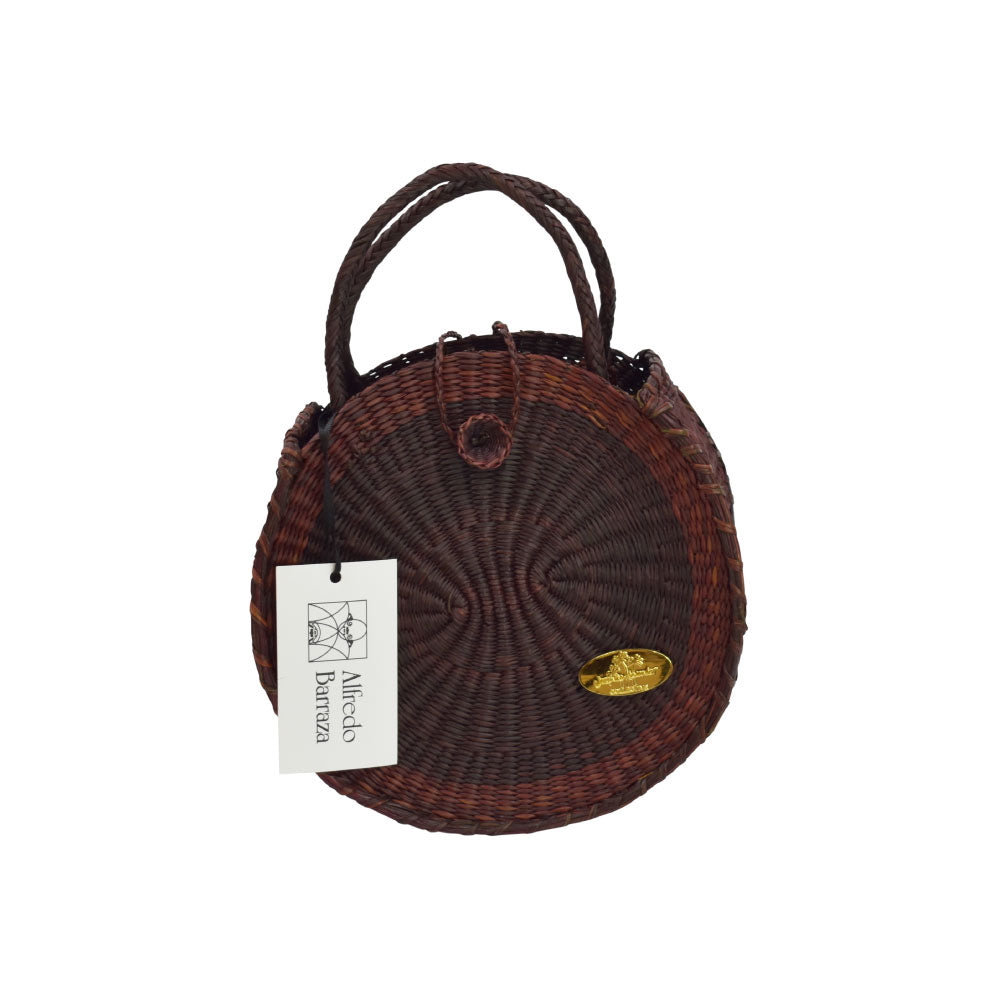 Image of Mini Woven Handbag in Brown.