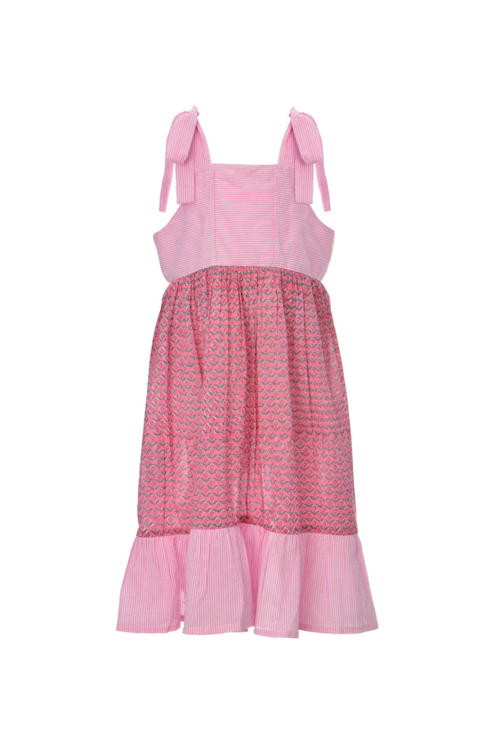 Image of the front of the Misha Dress in Pink.