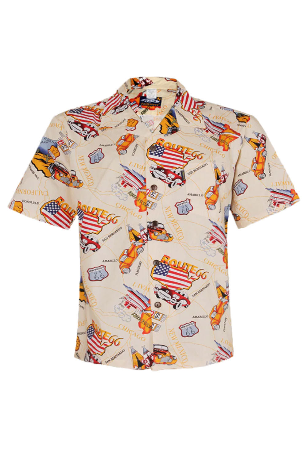 Image of the front of the Palmwave Beige Route 66 Men's Shirt.