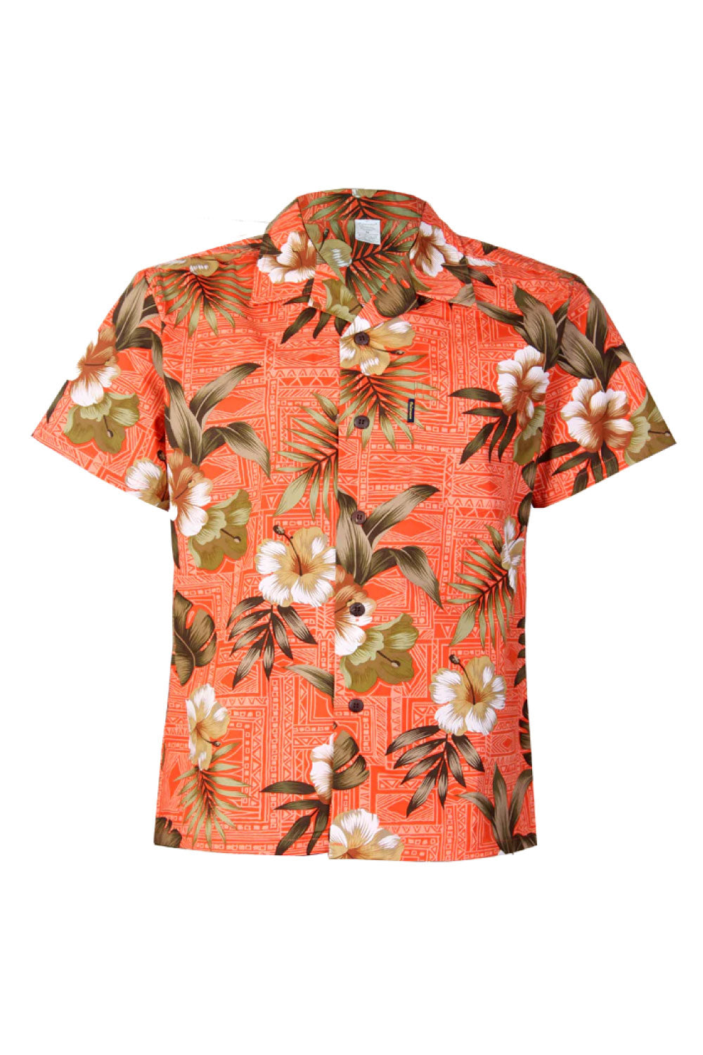 Image of the front of Palmwave's Brick Floral Aloha Men's Shirt.
