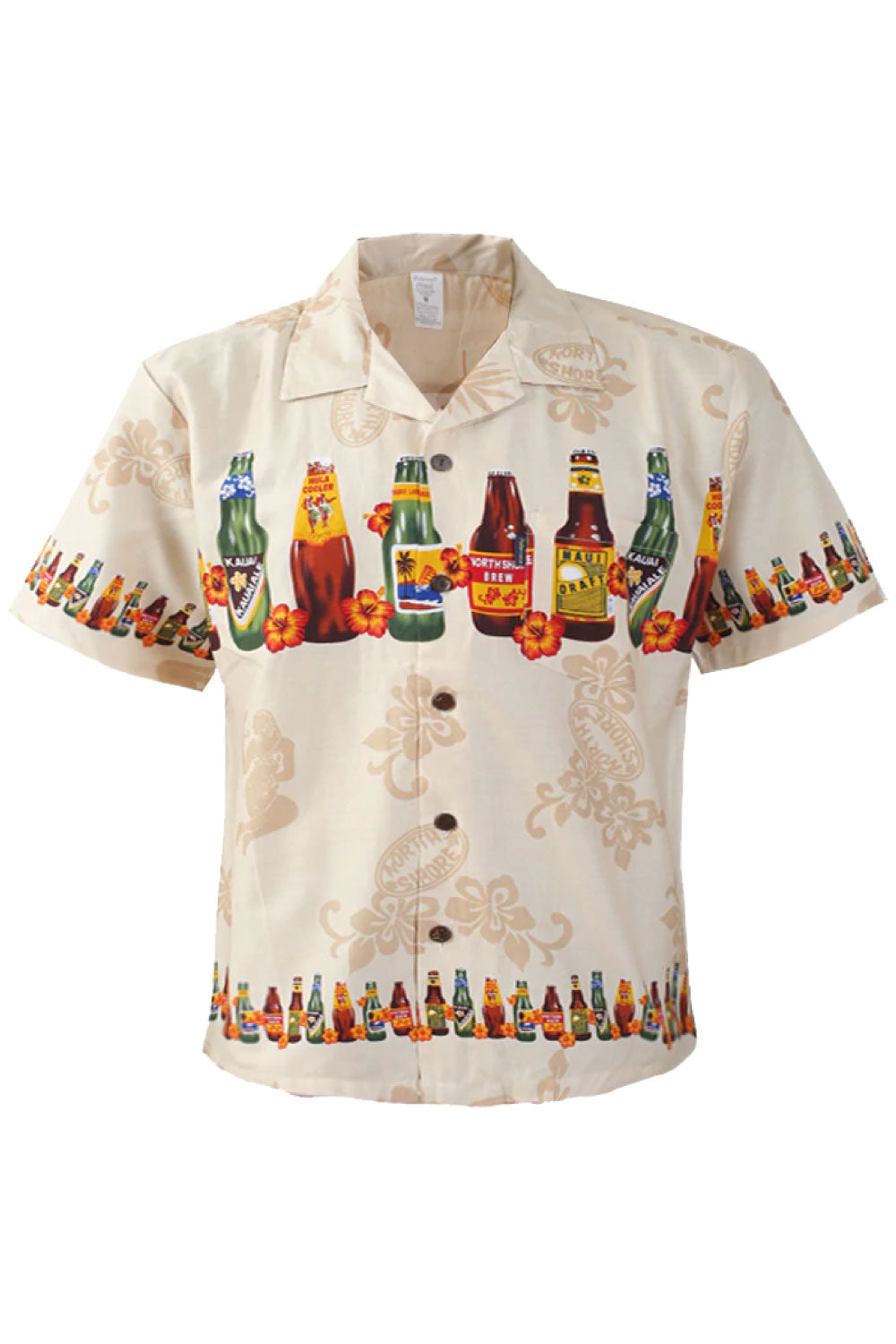 Image of the front of Palmwave's Tan Brew Aloha Men's Shirt.