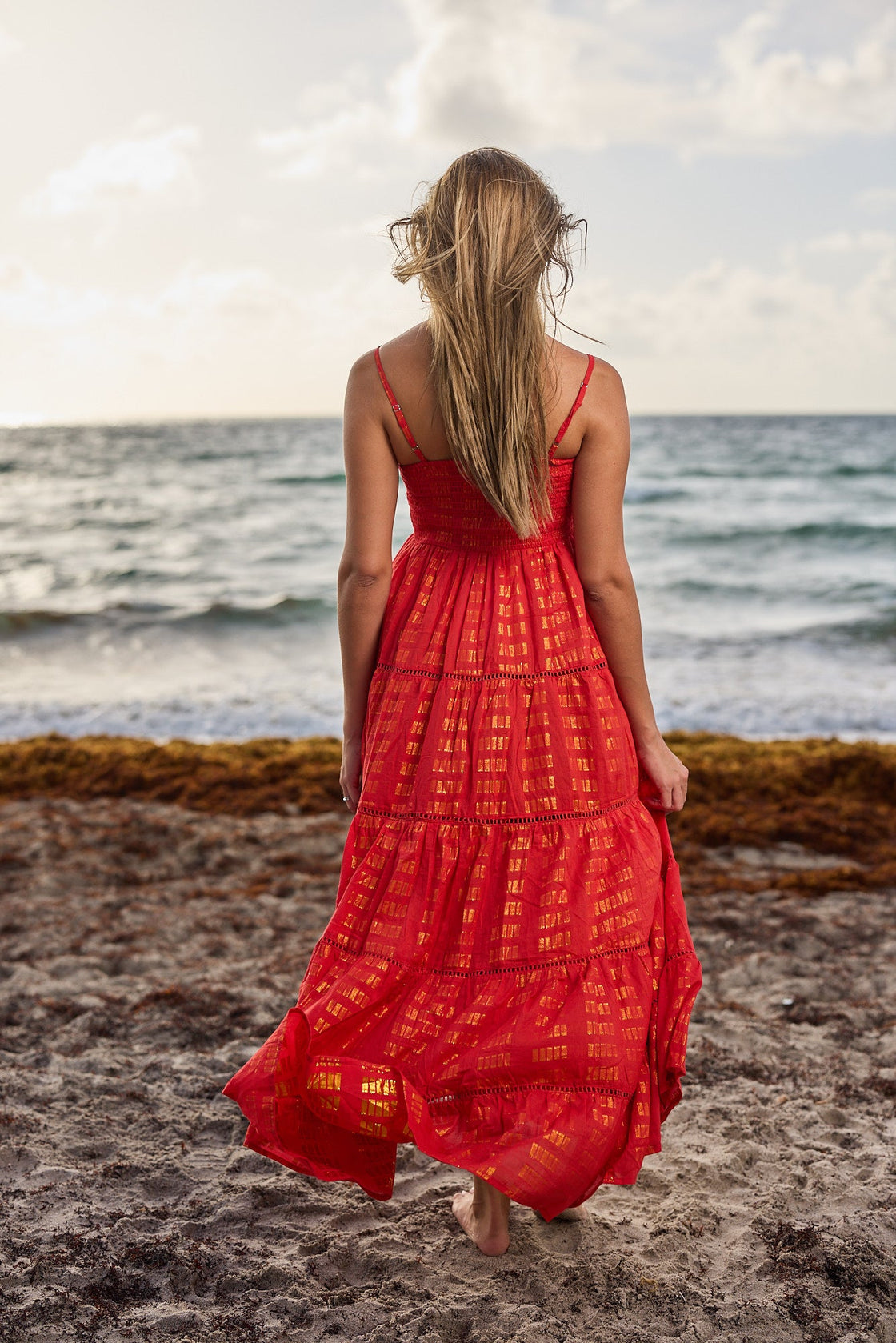 Coral Red Cotton Dress