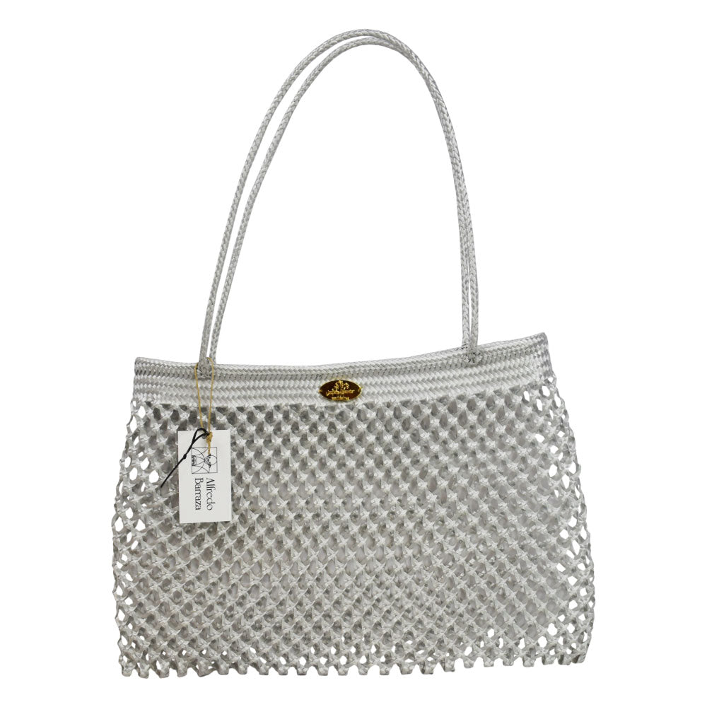 Image of Woven Mesh Bag in Silver.